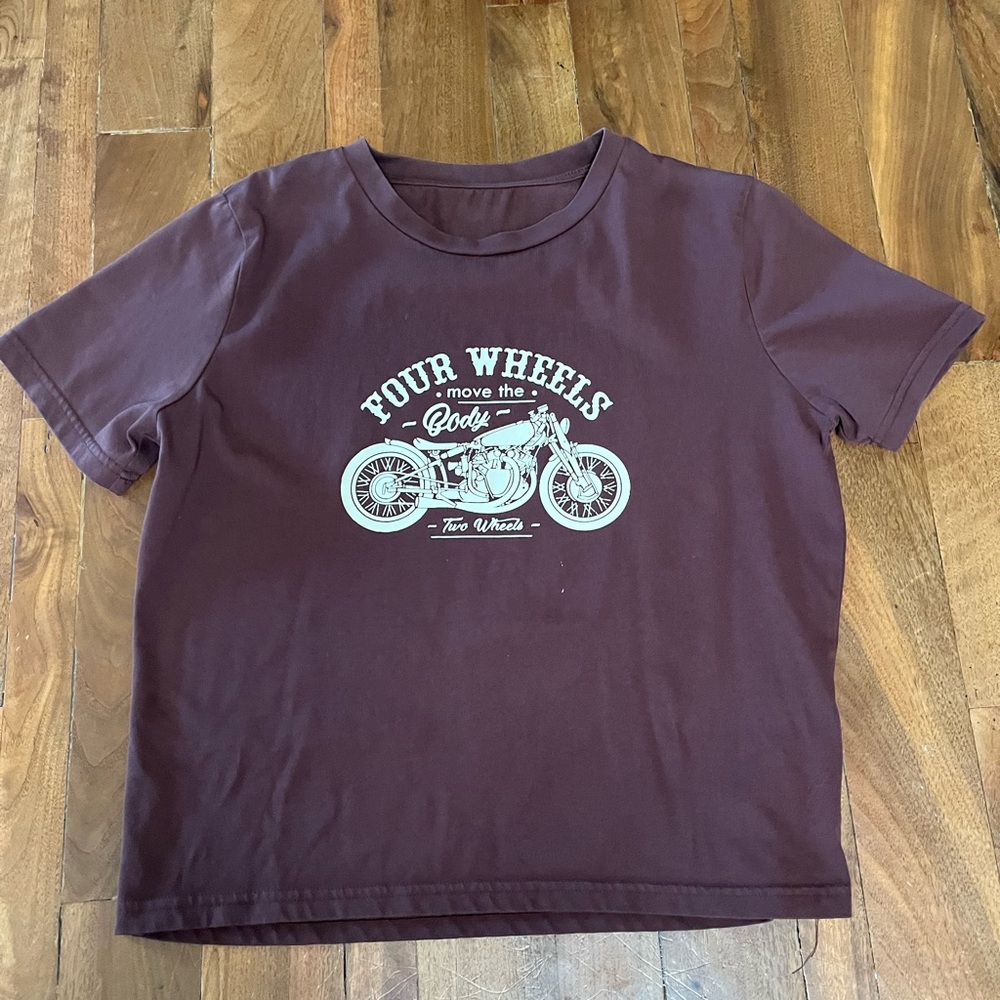 Four Wheels Biker Brown T Shirt